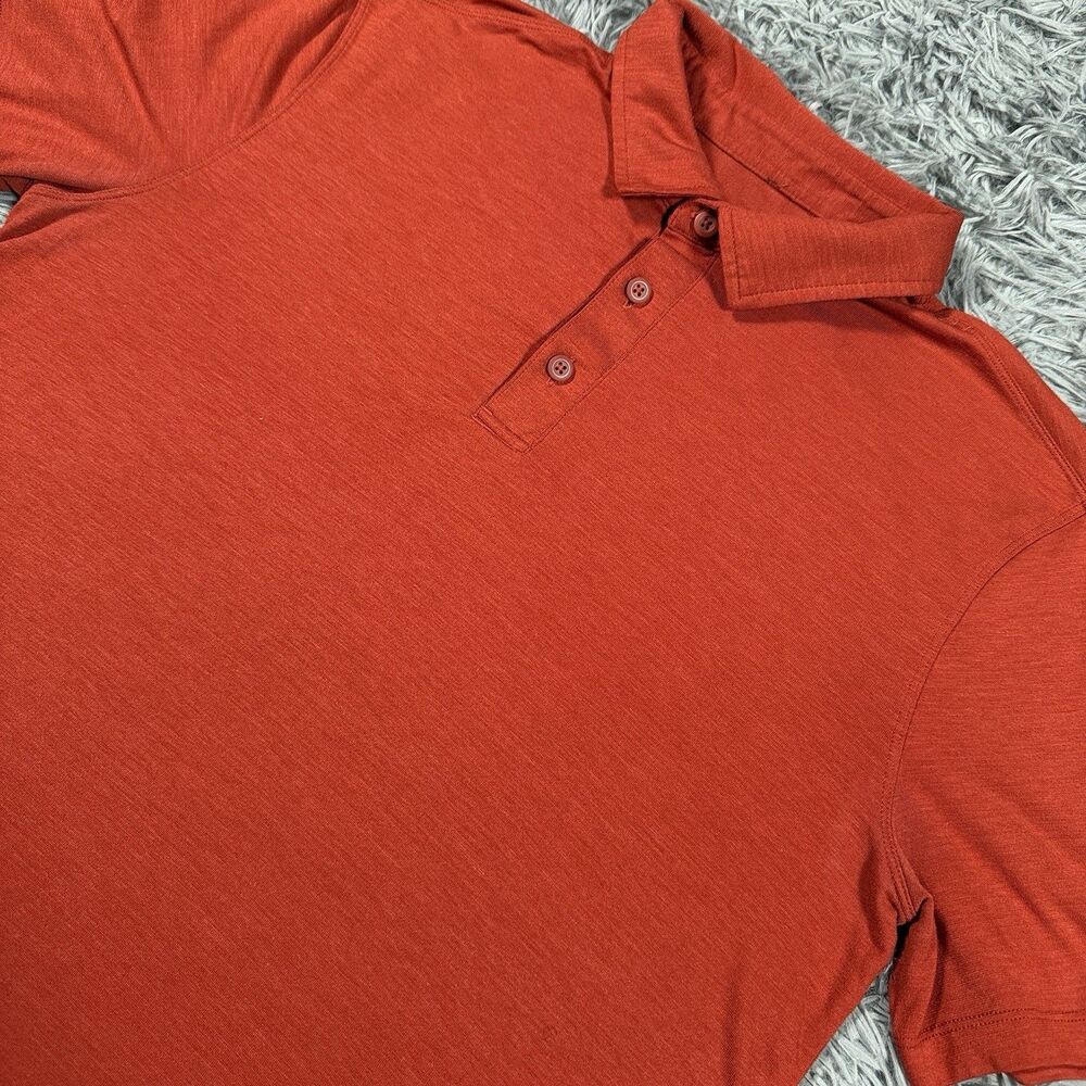 Lululemon Shirt Medium Orange Polo Performance Stretch Golf Casual Button Mens